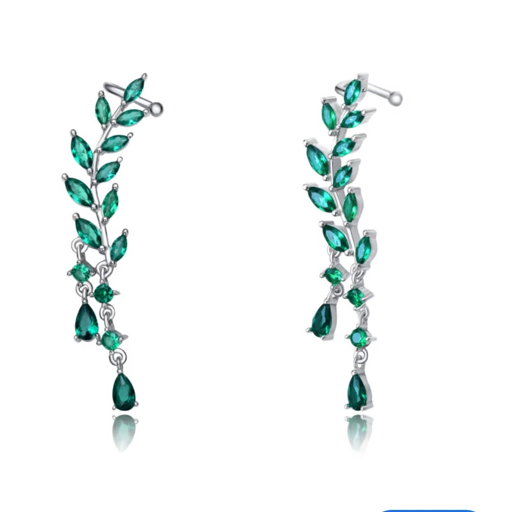 Sterling Silver and CZ Drop Ear Hugger Earrings NWOT.